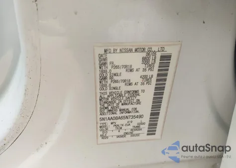 2005 Nissan Armada Se z USA, uszkodzony, nr VIN 5N1AA08A65N735490